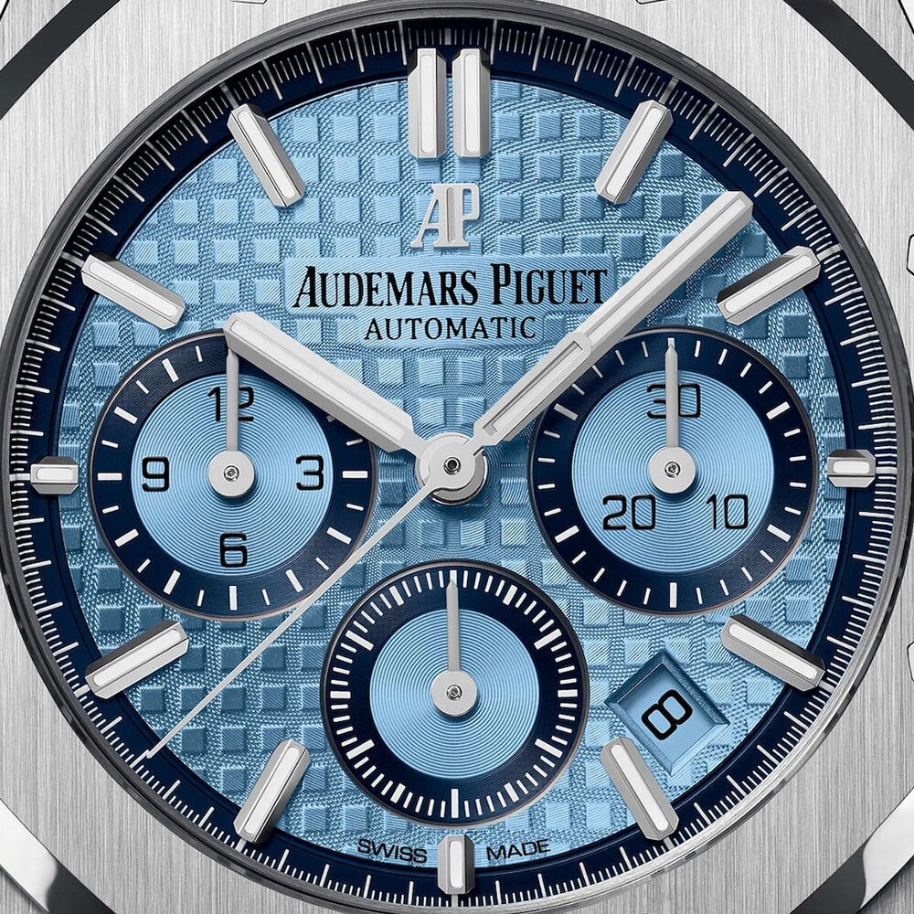 Replica Audemars Piguet Royal Oak Chrono Oro Blanco Azul Hielo