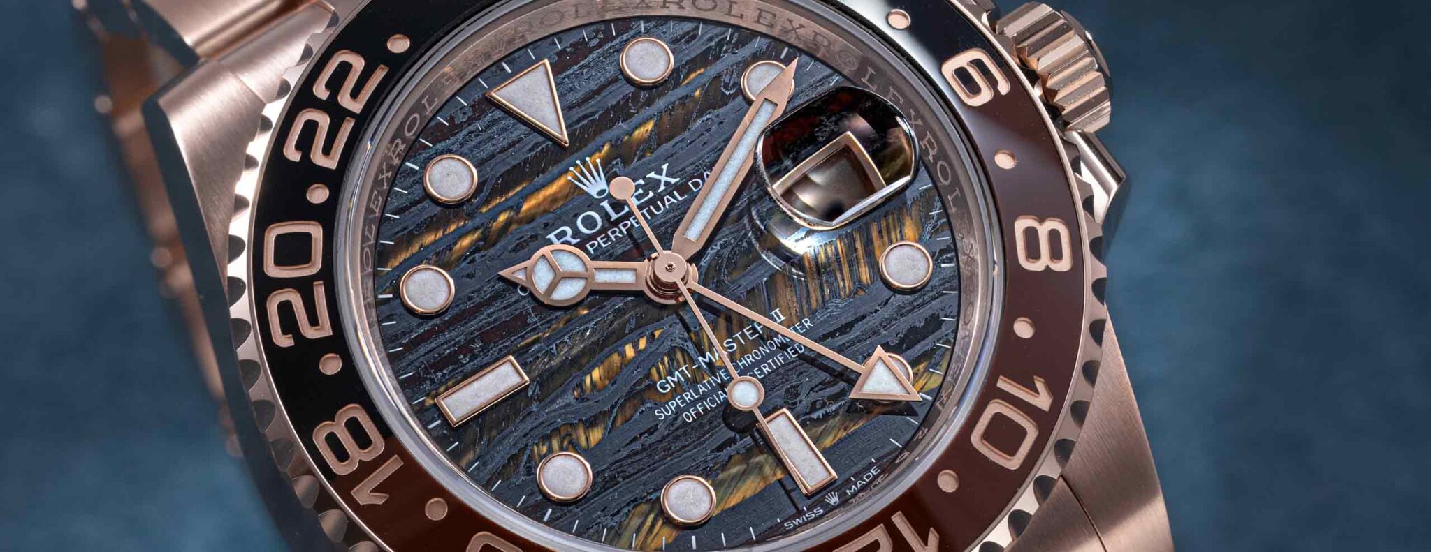 Rolex GMT Master II Everose Gold Tiger Iron 126715CHNR Replica